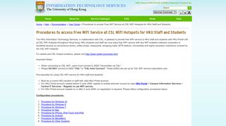 Procedures to access Free WiFi Service at CSL WiFi Hotspots for ...
