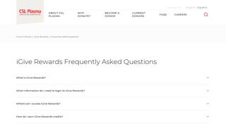 CSL Plasma iGive Rewards Frequently Asked Questions & Answers