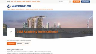 CSM Academy International in Singapore - Masterstudies.com