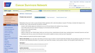 Create new account | Cancer Survivors Network