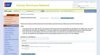Request password reset | Cancer Survivors Network