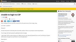 Unable to login to CSP | Symantec Connect Community