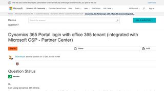 Dynamics 365 Portal login with office 365 tenant (integrated with ...