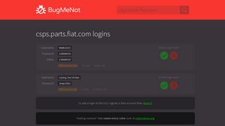 csps.parts.fiat.com passwords - BugMeNot