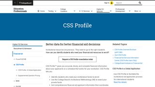 CSS Profile – Financial Aid | Education Professionals – The College ...