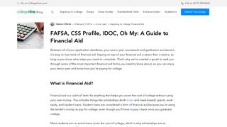 FAFSA, CSS Profile, IDOC, Oh My: A Guide to Financial Aid