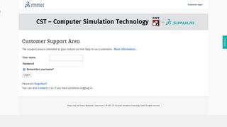 Login - CST Customer Support - CST - Computer Simulation Technology