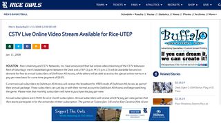 CSTV Live Online Video Stream Available for Rice-UTEP - Rice ...