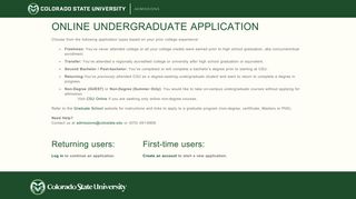Online Undergraduate Application - Colorado State University