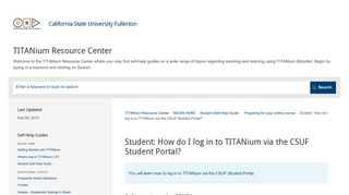 How do I log in to TITANium via the CSUF Student Portal?