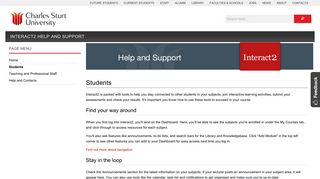 Students - Interact2 help and support - Charles Sturt University