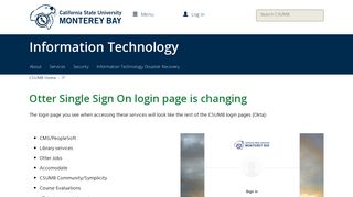 Otter Single Sign On login page is changing | Cal State ... - Csumb
