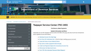 Taxpayer Service Center TSCIND - CT.gov