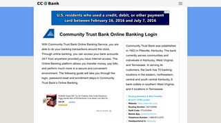 Community Trust Bank Online Banking Login - CC Bank