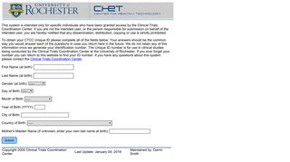 CTCC Unique ID - Clinical Trials Coordination Center