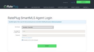 RatePlug SmartMLS Agent Login