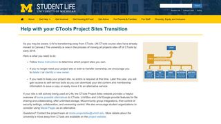 Project CTools - Student Life - University of Michigan