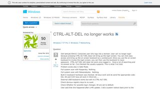 CTRL-ALT-DEL no longer works - Microsoft