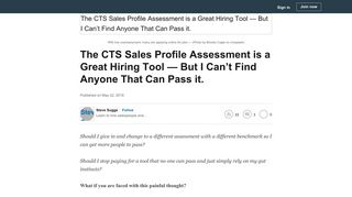 The CTS Sales Profile Assessment is a Great Hiring Tool — But I Can't ...