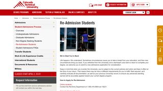 Readmission to College | Returning Students | Colorado Tech (CTU)