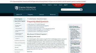 Gifted Online Programs FAQs | Johns Hopkins Center for Talented Youth