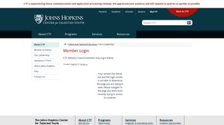 Member Login | Johns Hopkins Center for Talented Youth
