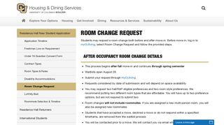 Room Change Request | Housing & Dining Services | University of ...