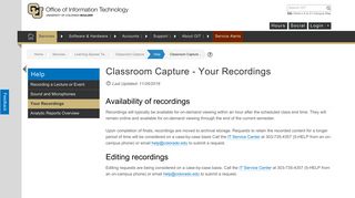Classroom Capture - Your Recordings | Office of Information Technology
