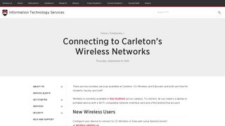 Connecting to Carleton's Wireless Networks - Information ...