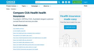 CUA Health health insurance review - Choice