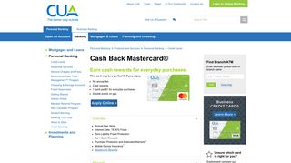 CUA - Cash Back Mastercard®