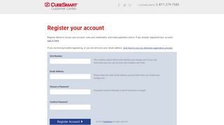 Register Account - CubeSmart Customer Center