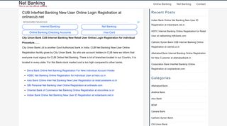 CUB Net Banking New User Online Login Registration at onlinecub.net