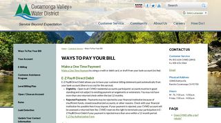 Ways To Pay Your Bill | Cucamonga Valley Water District - Official ...
