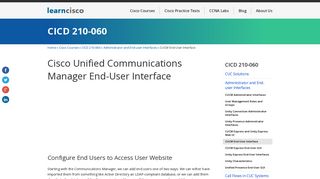 CUCM End-User Interface | CICD 210-060 - LearnCisco.net