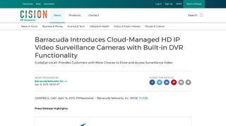 Barracuda Introduces Cloud-Managed HD IP Video Surveillance ...