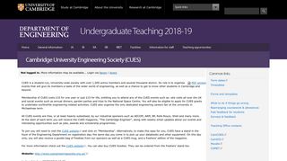 Cambridge University Engineering Society (CUES) | CUED ...