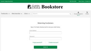 Login / Create An Account | Cuesta College Bookstore