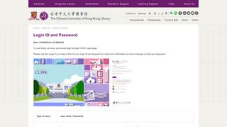 Login ID and Password | Chinese University of Hong ... - CUHK Library