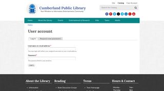 User account | Cumberland Public Library