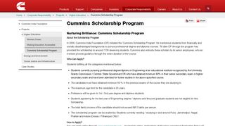 Cummins Scholarship Program | Cummins India