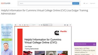 Helpful Information for Cummins Virtual College Online (CVC) Lisa ...