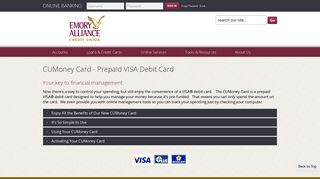 CUMoney Card - Prepaid VISA Debit Card - Emory Alliance Credit Union