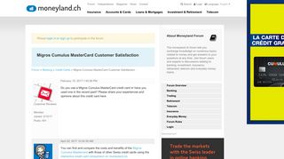 Migros Cumulus MasterCard Customer Satisfaction - Forum moneyland.ch