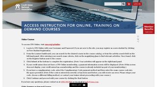 Access Instruction for Online, Training On Demand Courses | CUNA