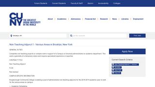 CUNY Jobs - Non-Teaching Adjunct 1 - Various Areas in Brooklyn ...