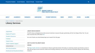 Library Services – School of Public Health - CUNY SPH