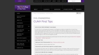 CUNY First Tips | The City College of New York
