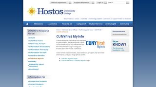 CUNYfirst MyInfo - Hostos Community College