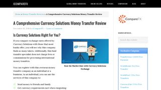 Currency Solutions Review | Money Transfer Service | iCompareFX